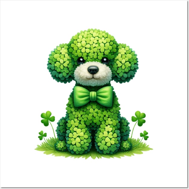 Clover Poodle Dog St Patricks Day Wall Art by Chromatic Fusion Studio